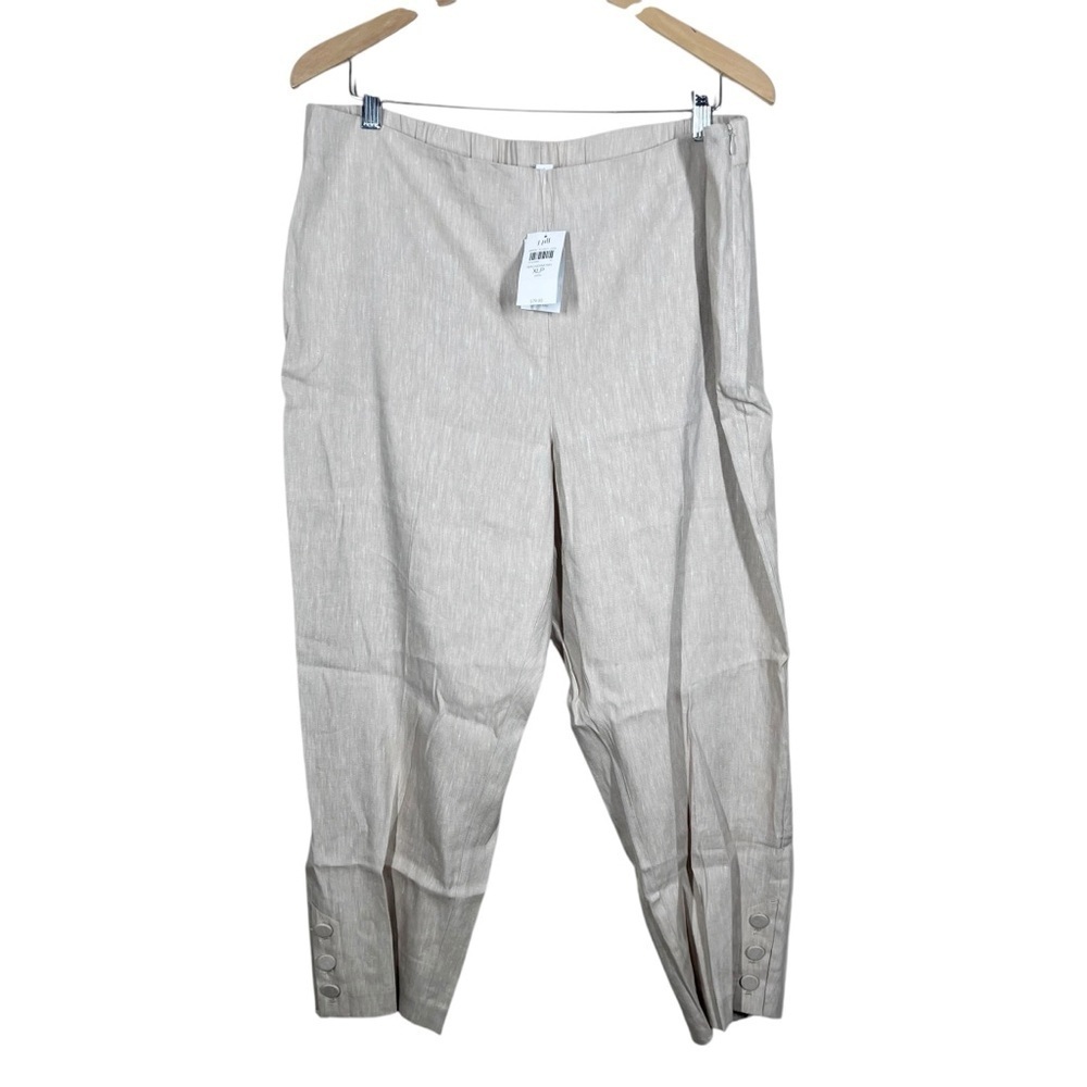 J Jill Womens Beige Linen Stretch Resort Vacation Lightweight Coastal Pants NEW